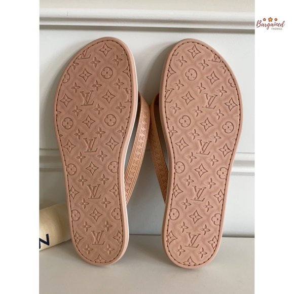 Authentic Louis Vuitton Pink Monogram Embossed Rubber Flip Flop Sandals 36.5/6.5 - Picture 12 of 13